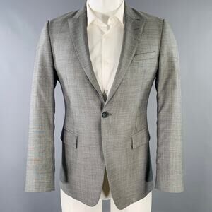 EMPORIO ARMANI Size 36 Grey Solid Wool Silk Peak Lapel  Suit